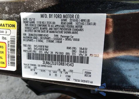 2013 Lincoln Mkz Hybrid z USA, uszkodzony, nr VIN 3LN6L2LU1DR814543